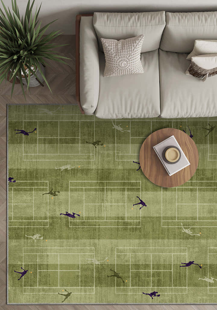 Centre Court Tennis Players Rug