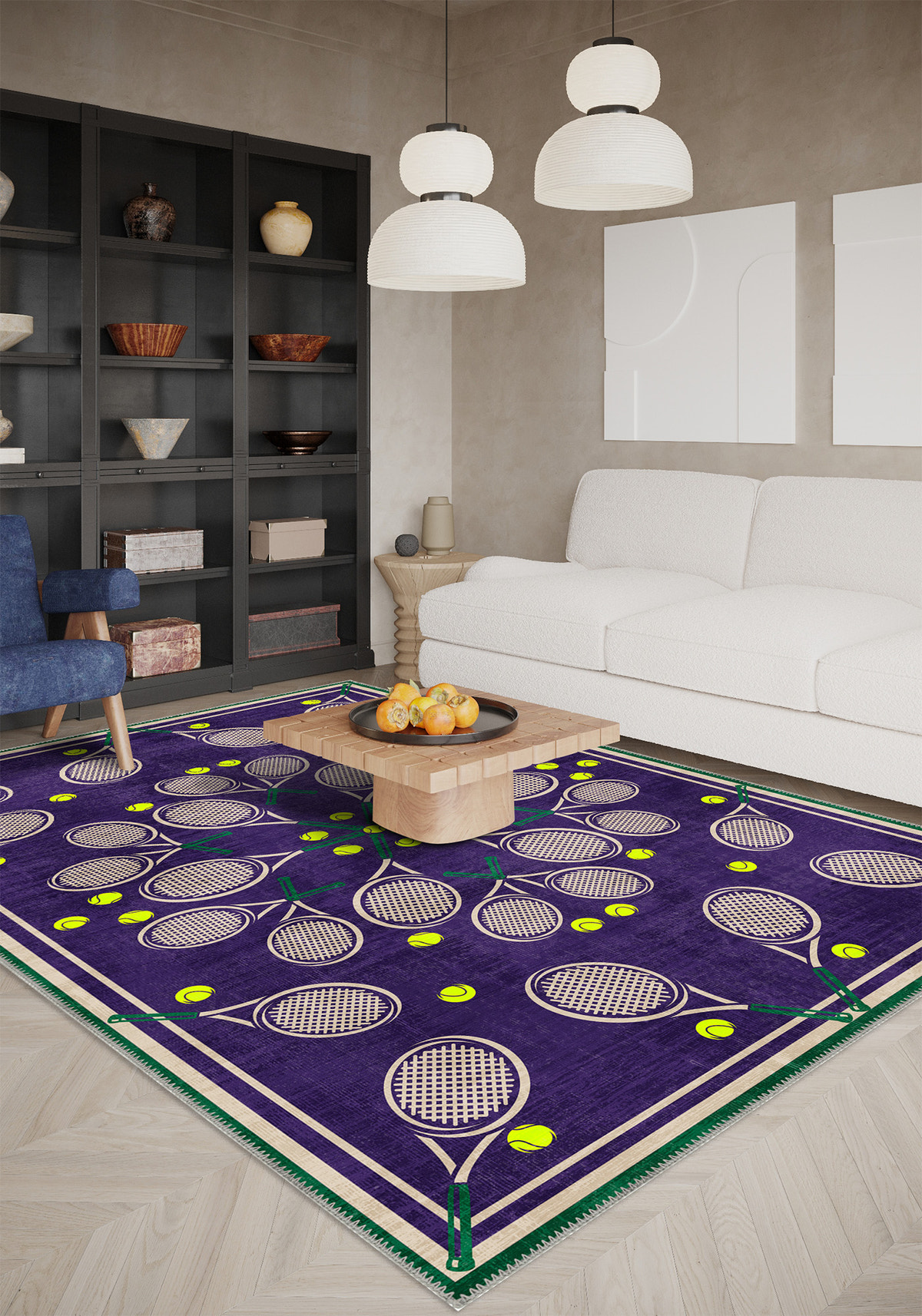 Racquet Club Purple Tennis Rug