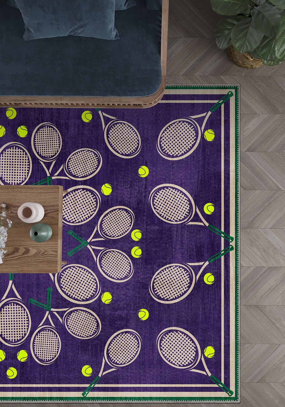 Racquet Club Purple Tennis Rug