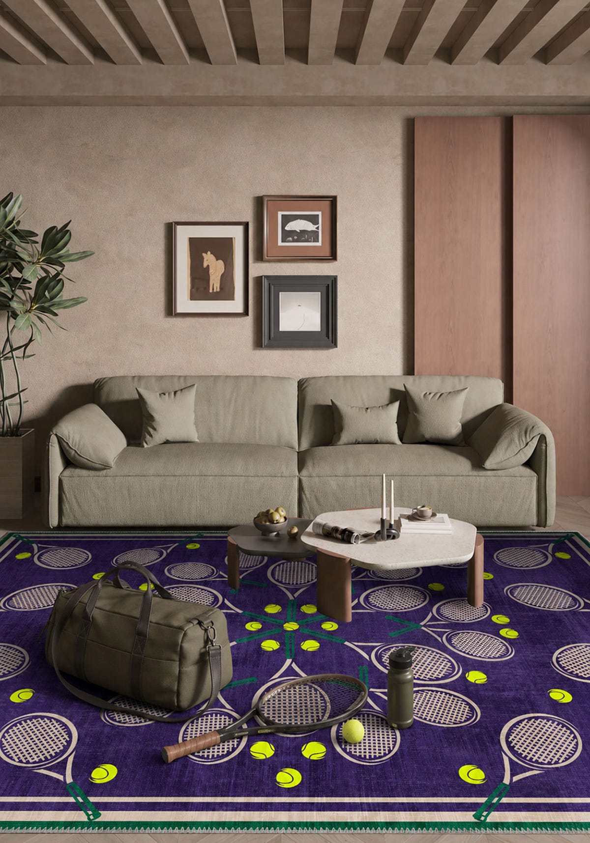Racquet Club Purple Tennis Rug