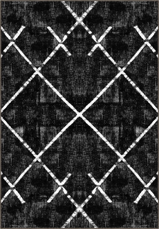 Margot Washable Black and White Rug