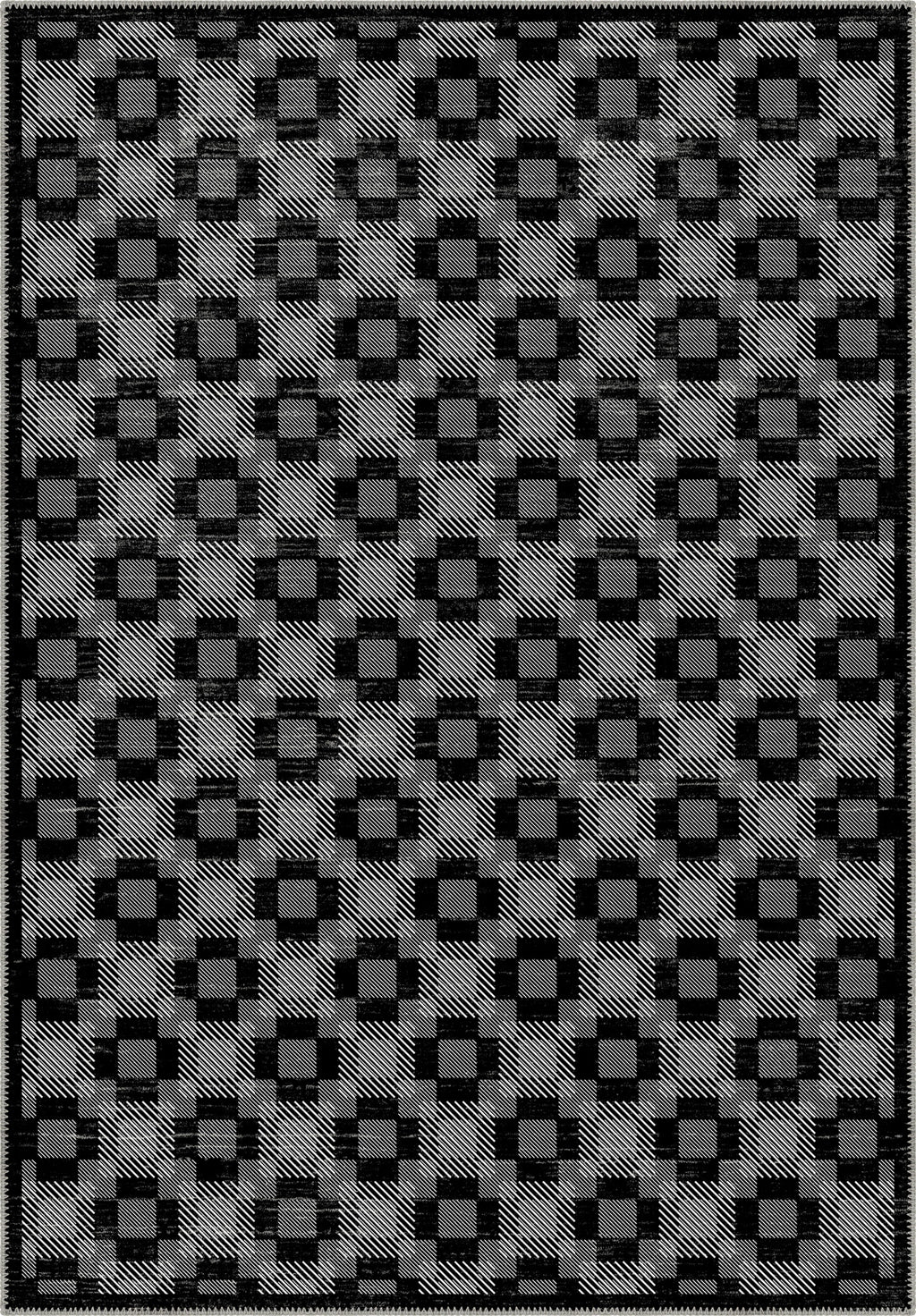 Hesper Black and White Checkered Rug
