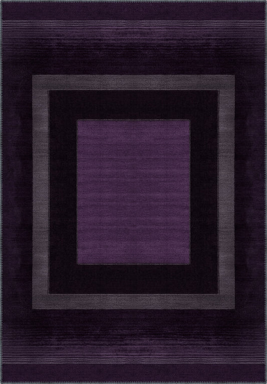 Mila Bordered Purple Washable Rug