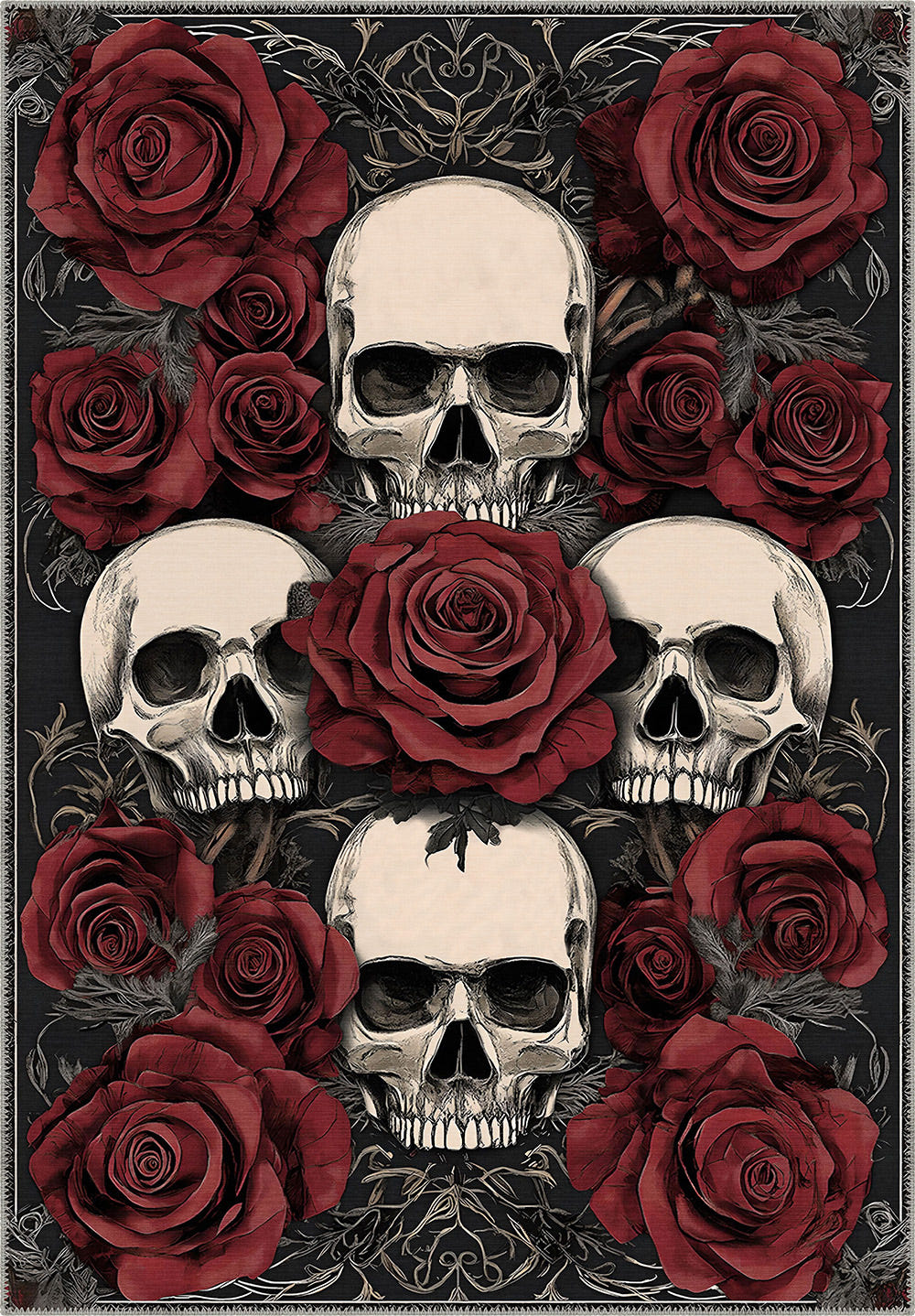 Eerie Halloween Skulls Rug