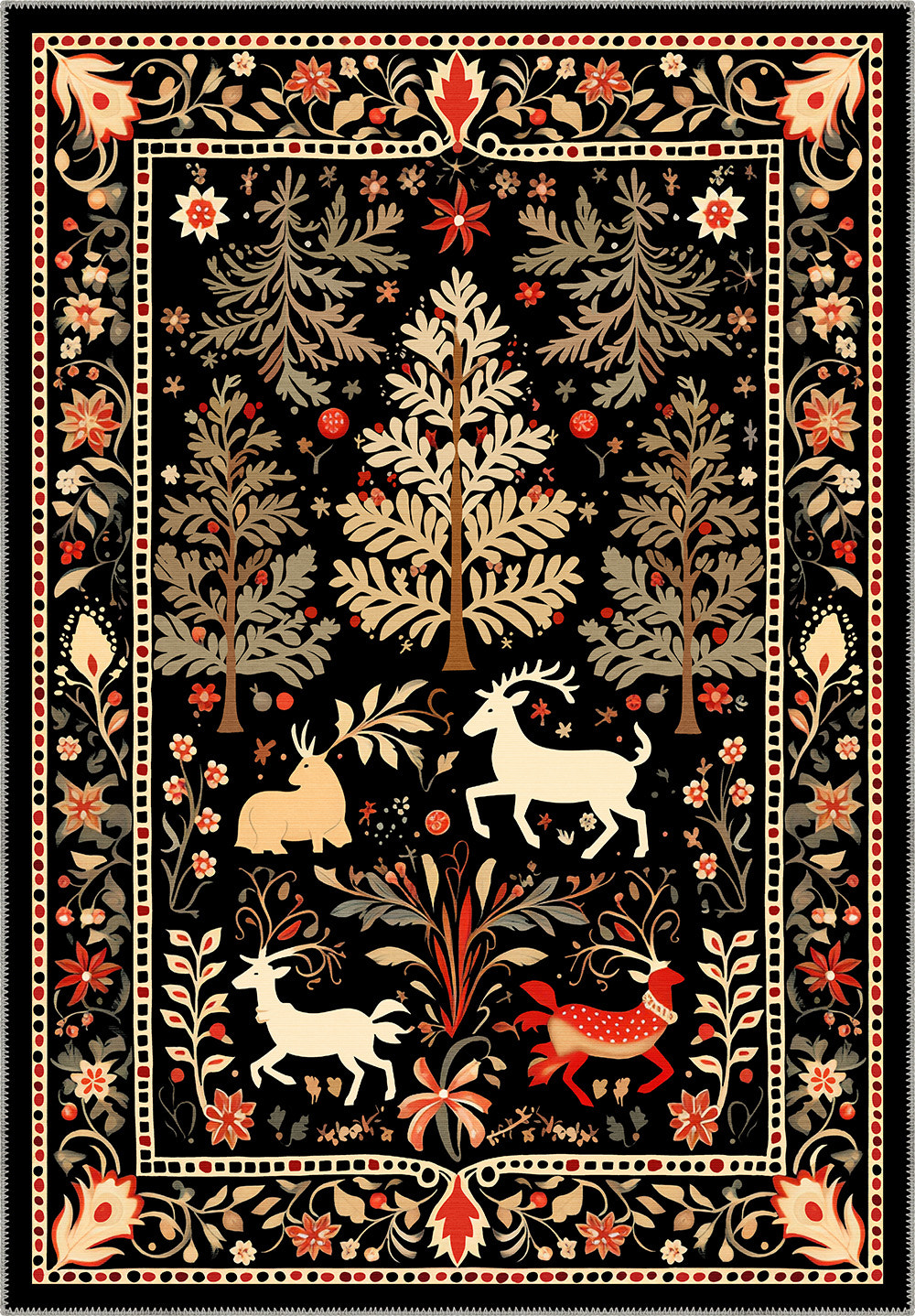 Xylar Bordered Christmas Rug