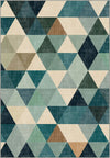 Faelanor Blue Geometric Washable Rug