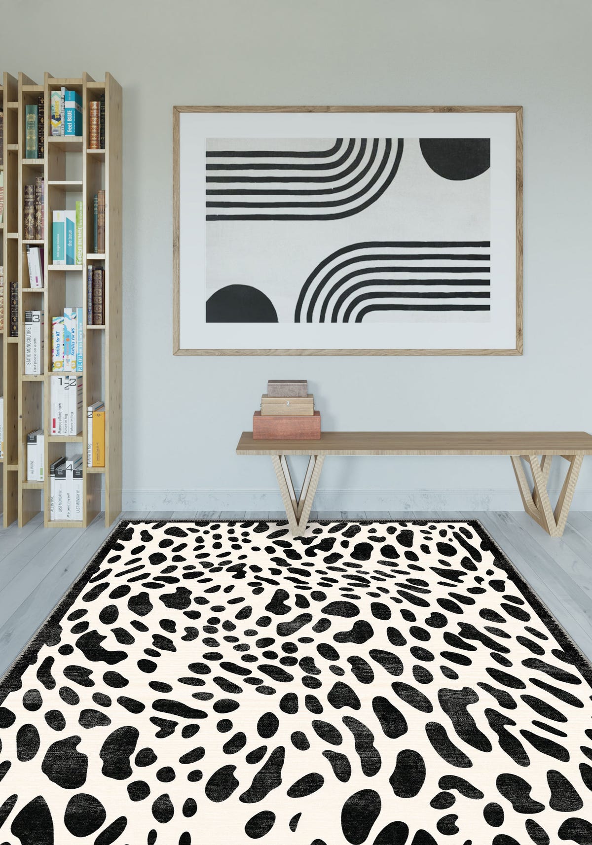 Dalmatian Black Bordered Animal Print Rug