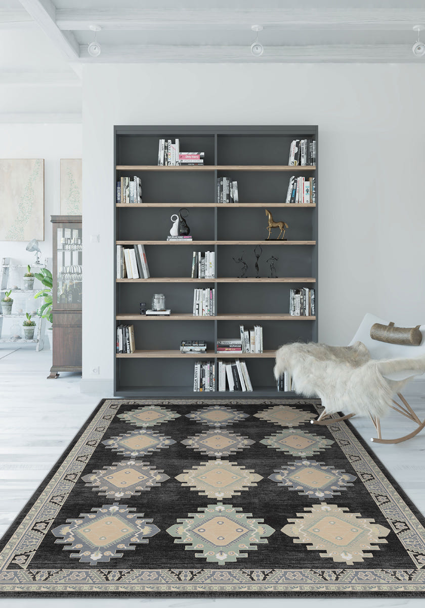 Taos Charcoal Navajo Inspired Rug