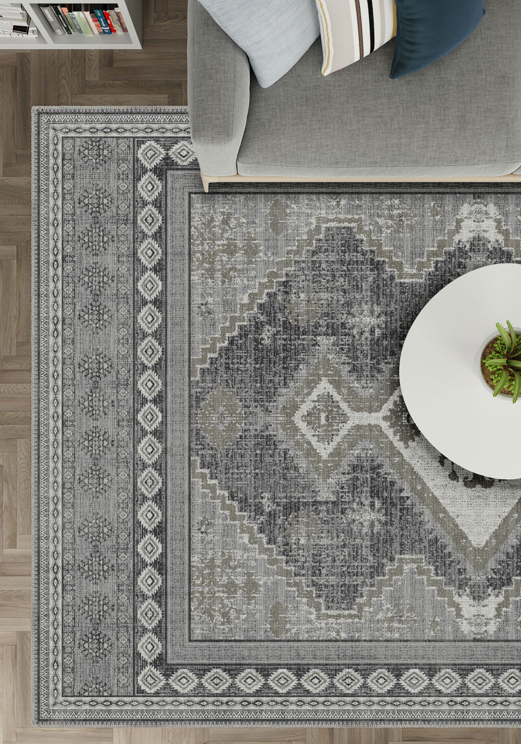 Magnus Medallion Grey Rug