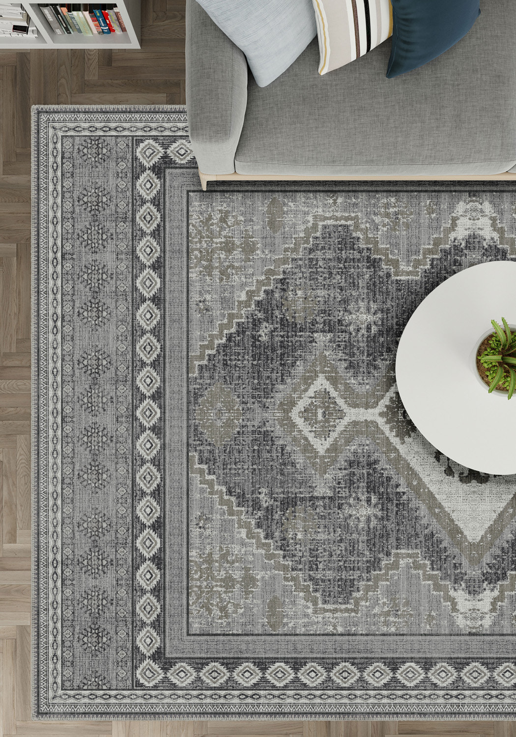 Magnus Medallion Grey Rug
