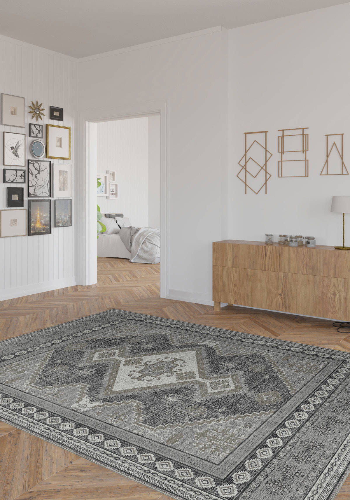 Magnus Medallion Grey Rug