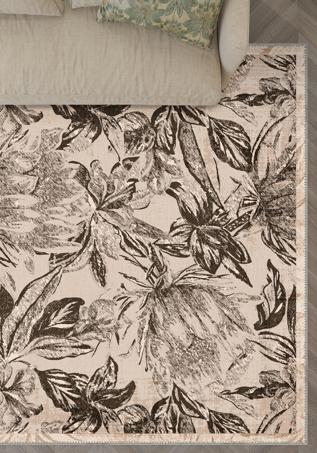 Liora Floral Beige Rug