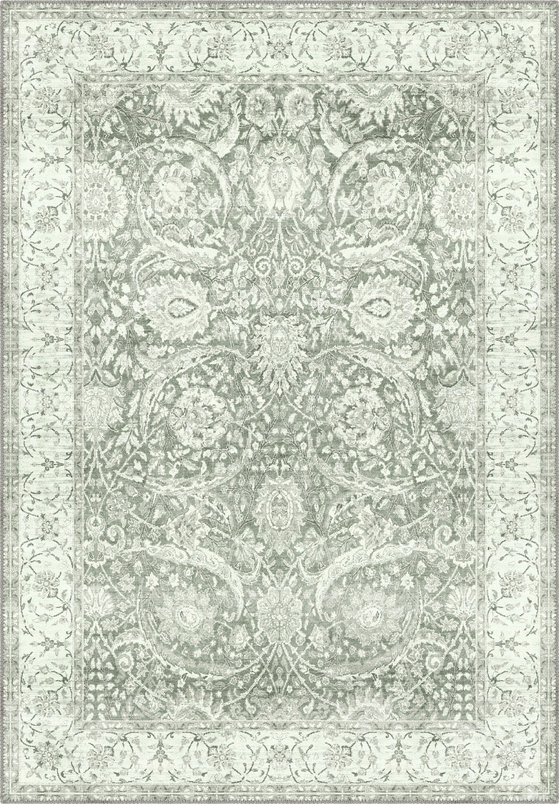 Leonie Washable Green Persian Rug