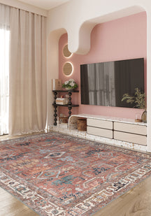 Fynlor Orange Washable Turkish Rug