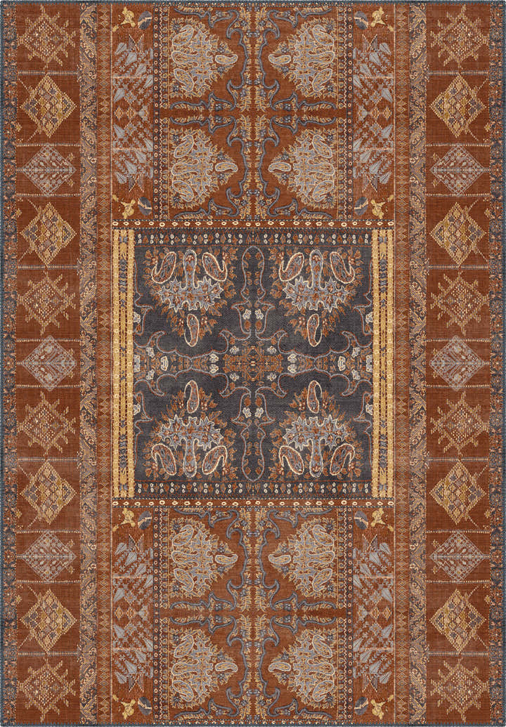 Andrew Orange Brown Vintage Rug