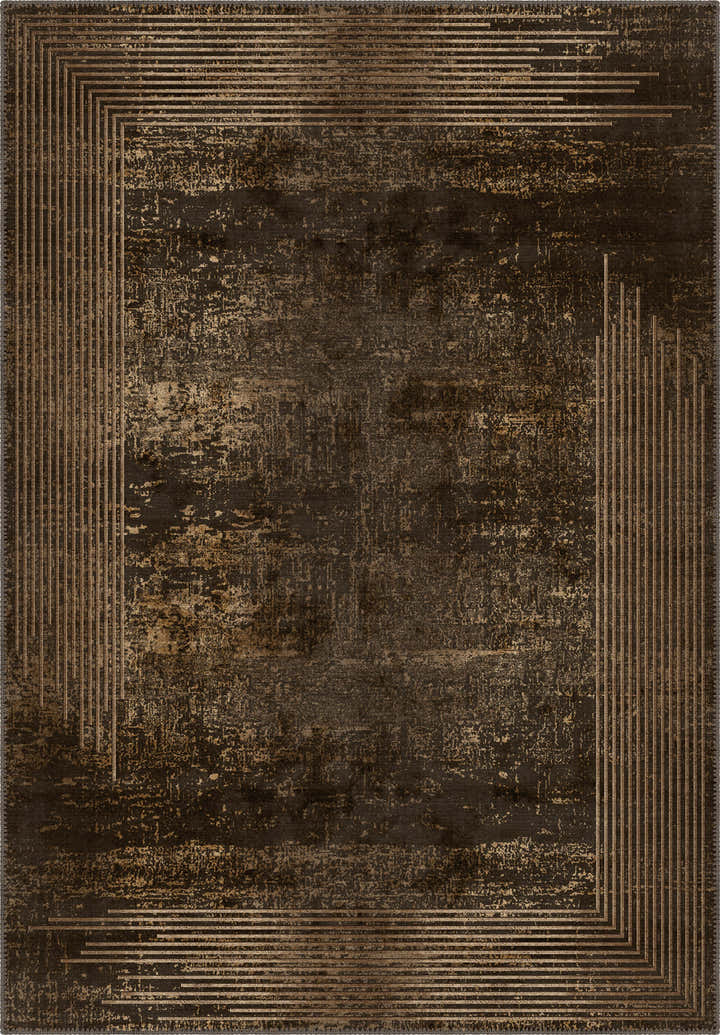Ayden Bordered Brown Rug