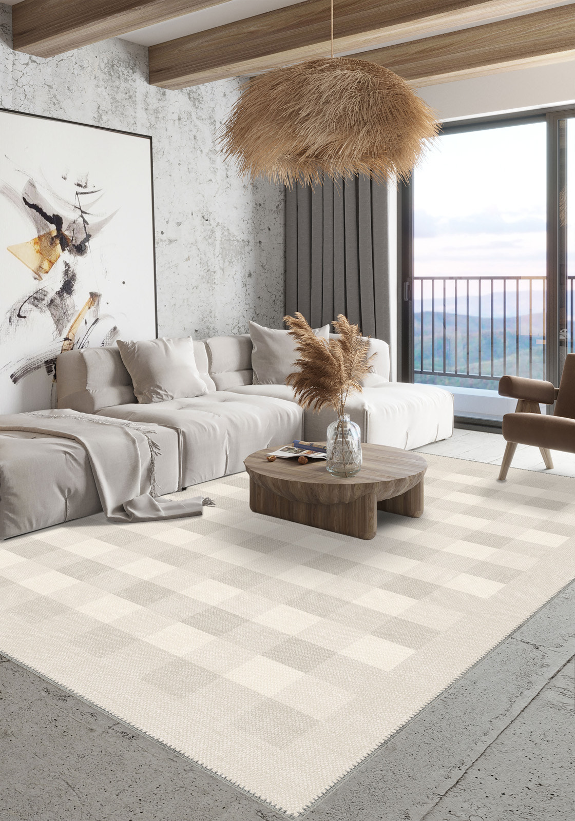 Liam Bordered Cream Rug