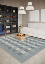 Liam Bordered Blue Washable Rug