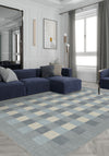Liam Bordered Blue Washable Rug