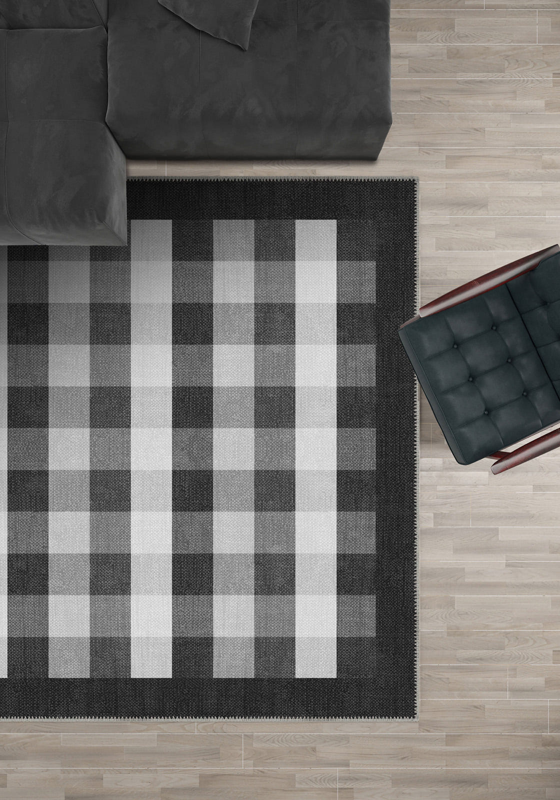 Liam Bordered Anthracite Rug