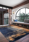 Gabriella Blue Orange Abstract Washable Rug