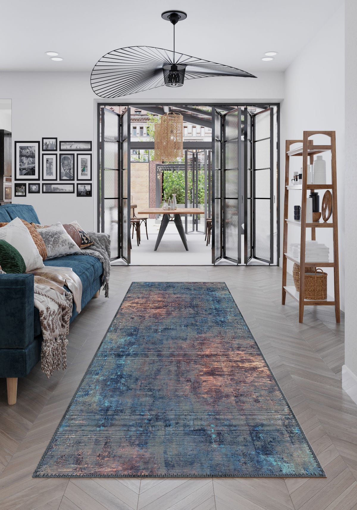 Lydia Brown and Blue Modern Rug
