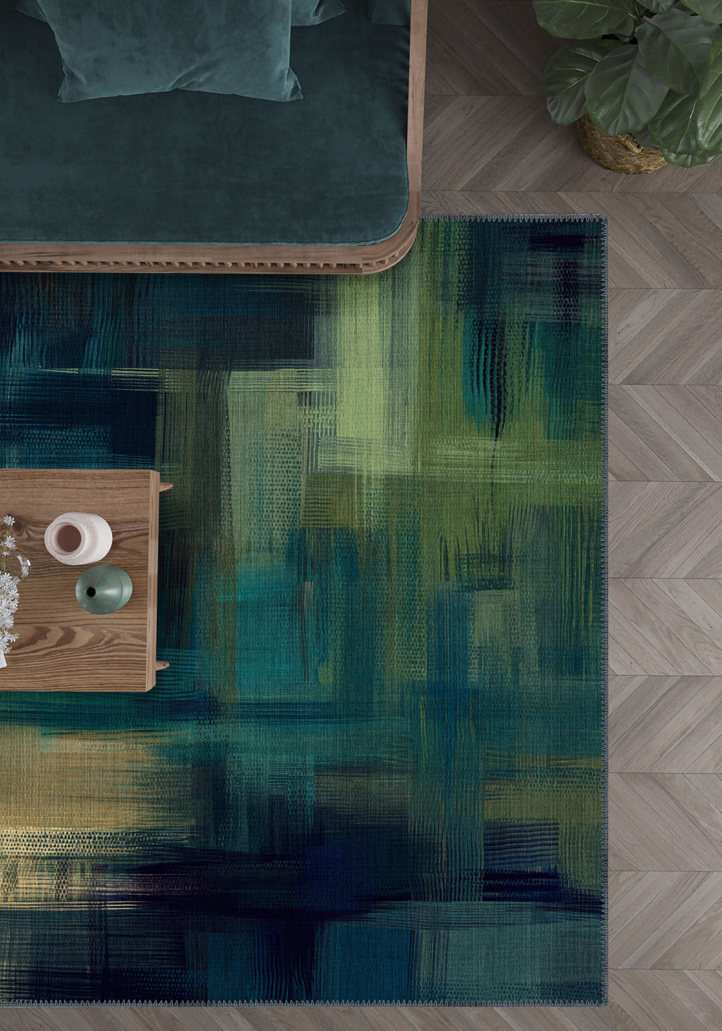 Kasen Abstract Colourful Washable Rug