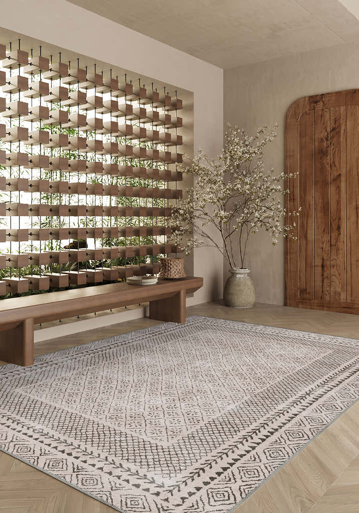 Calyra Bordered Beige Rug