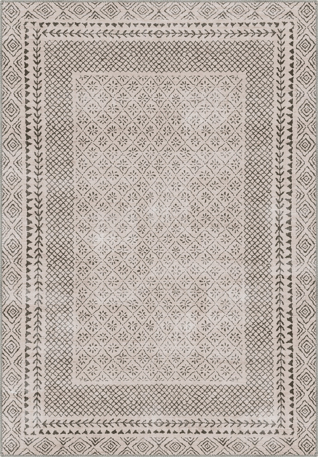 Calyra Bordered Beige Rug