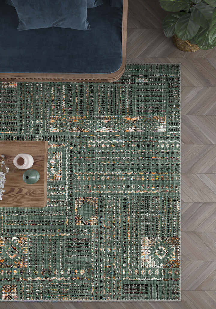 Nora Washable Green Rug