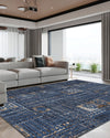 Nora Blue Abstract Washable Rug
