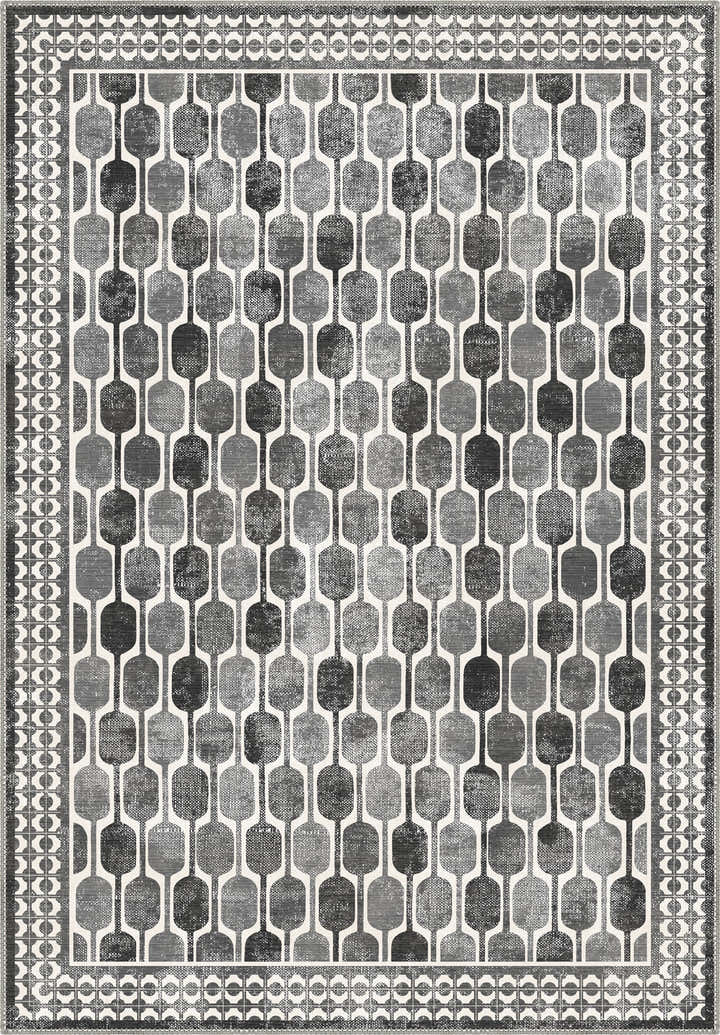 Elvara Bordered Grey Washable Rug