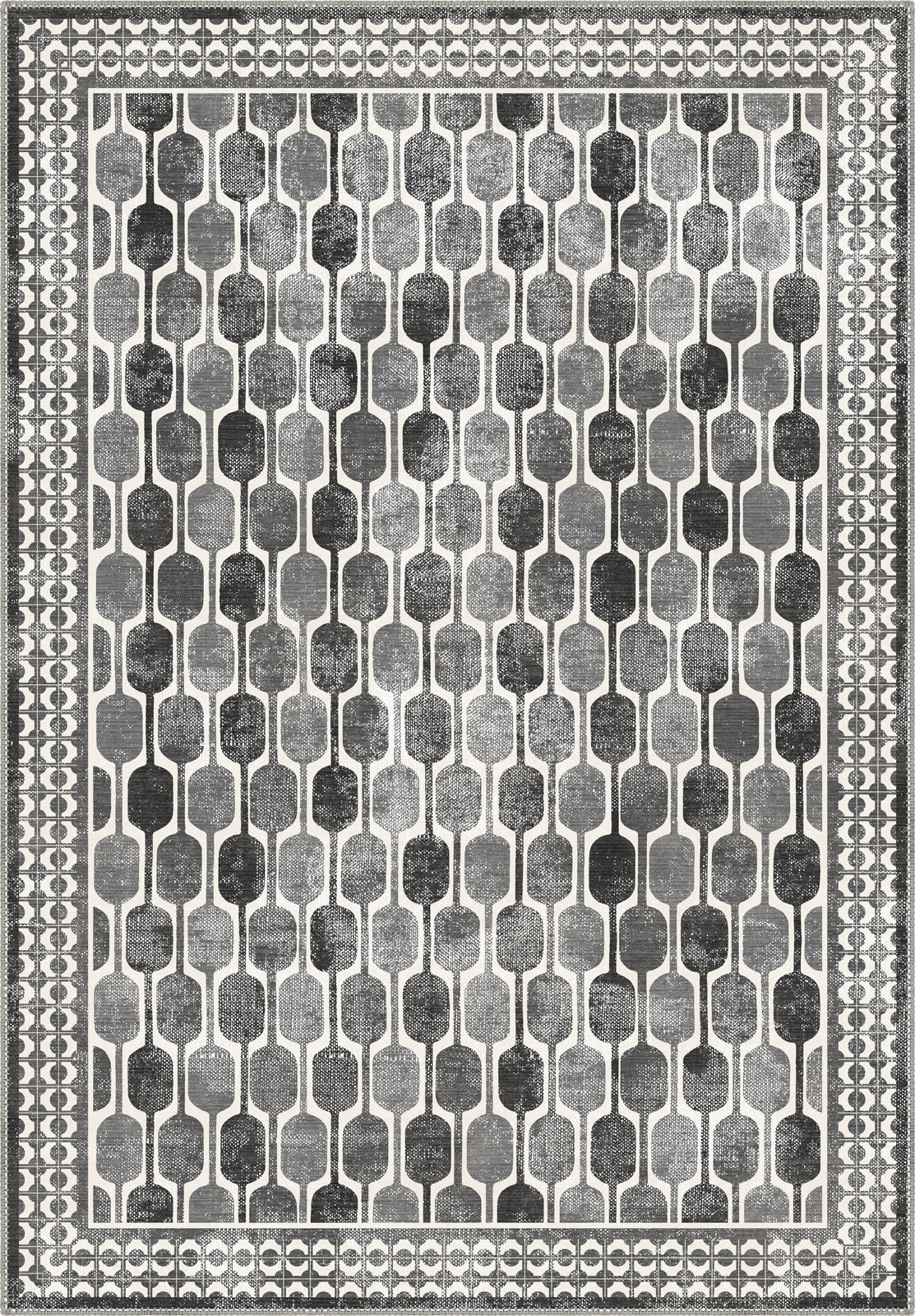 Elvara Bordered Grey Washable Rug