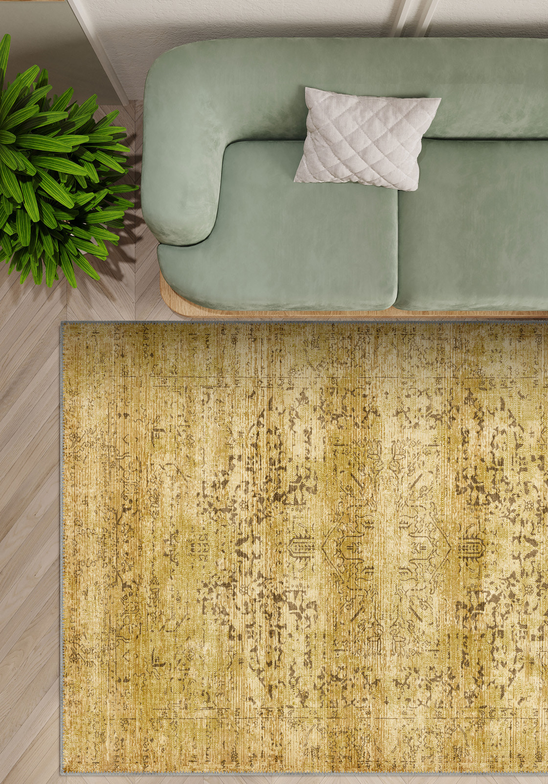 Hudson Yellow Medallion Rug
