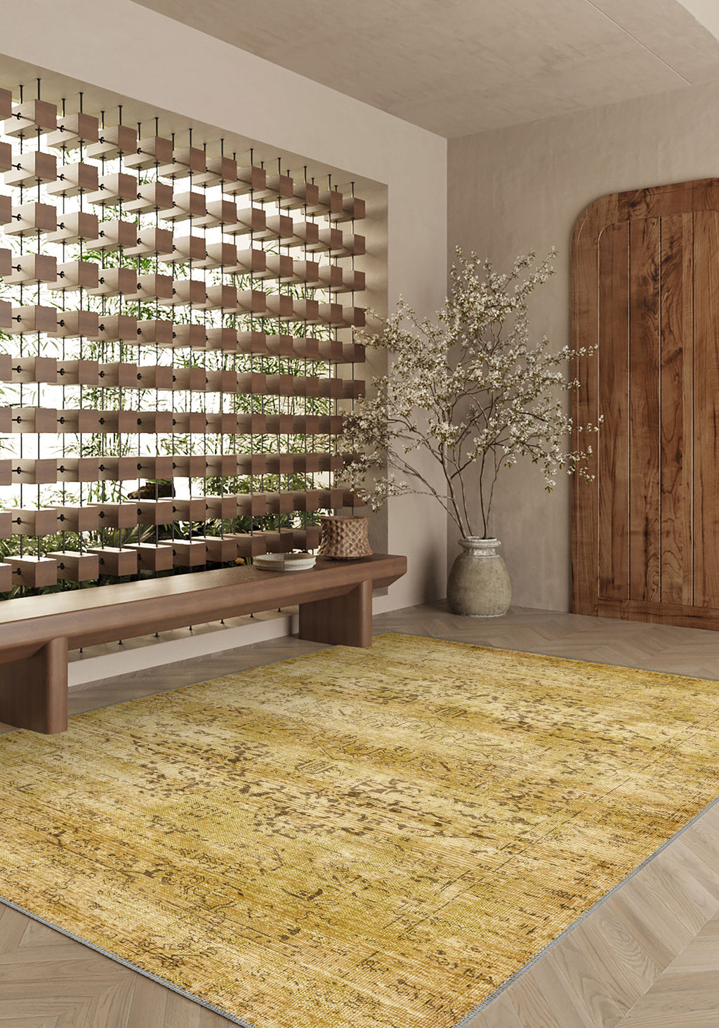 Hudson Yellow Medallion Rug