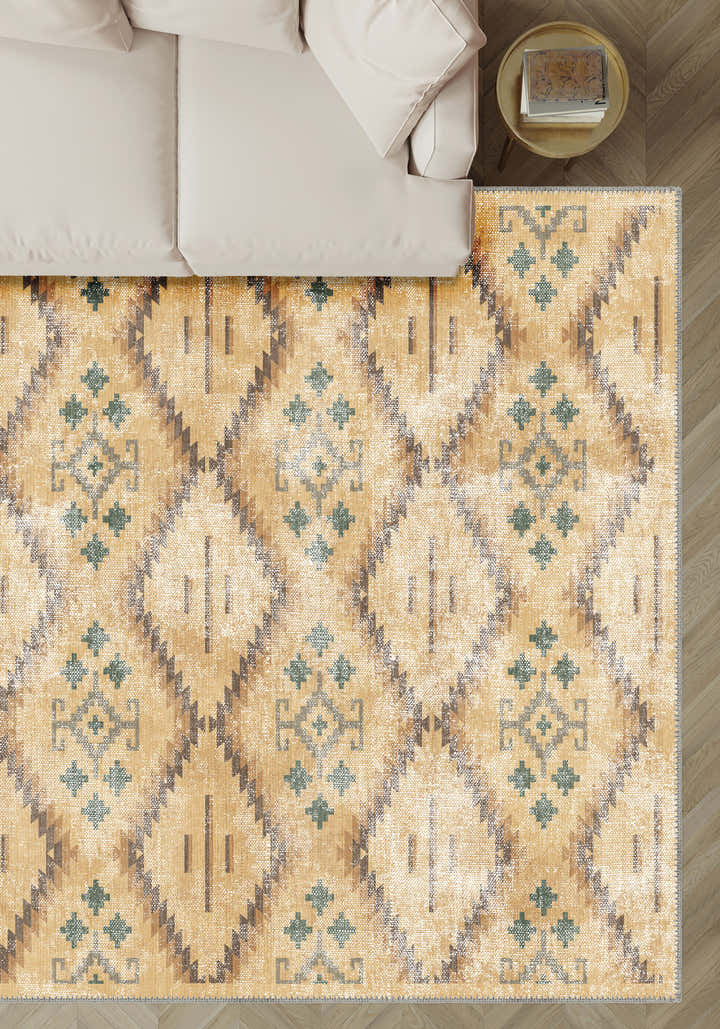 Leo Yellow Distressed Rug