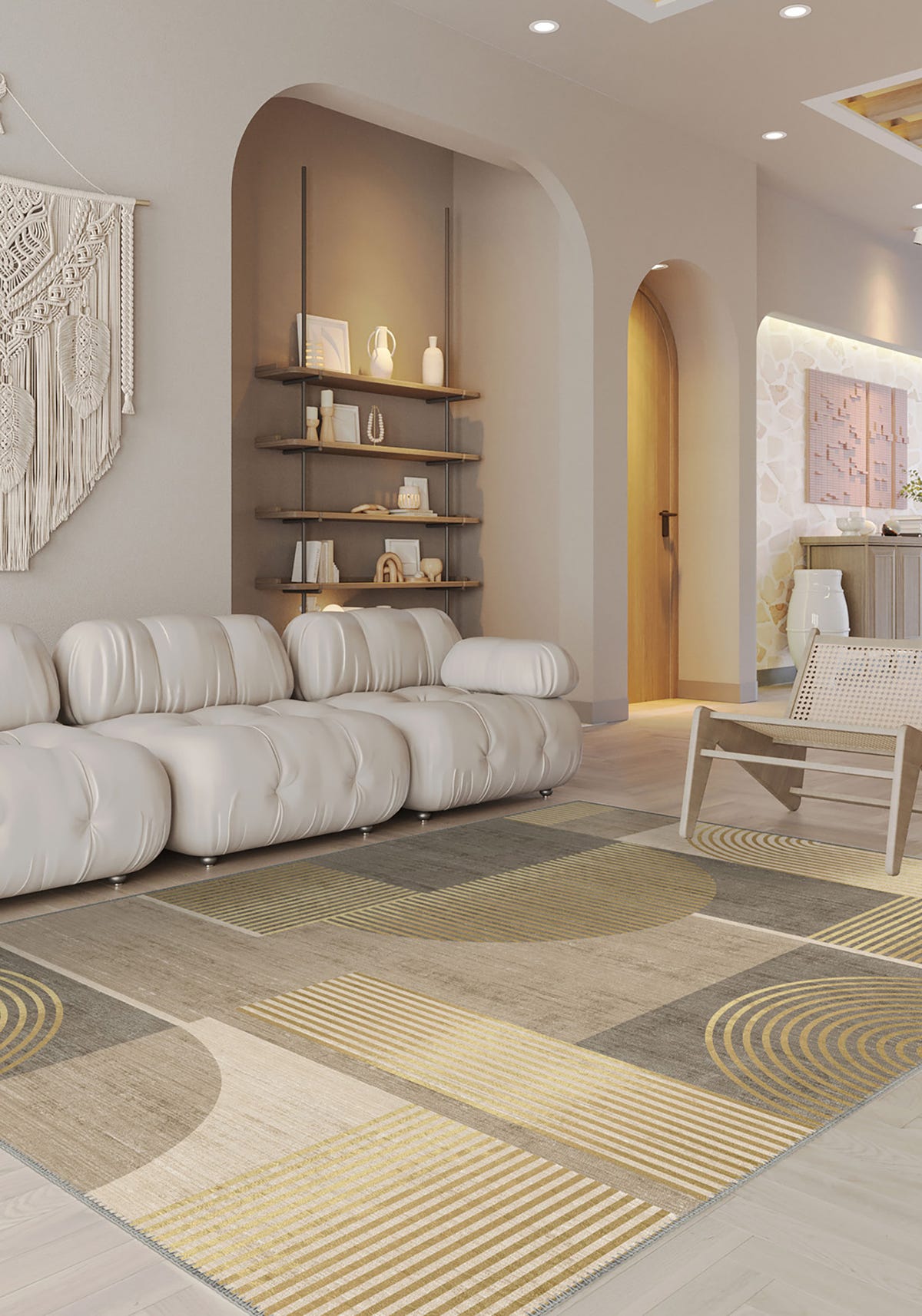 Peyton Gold Geometric Rug