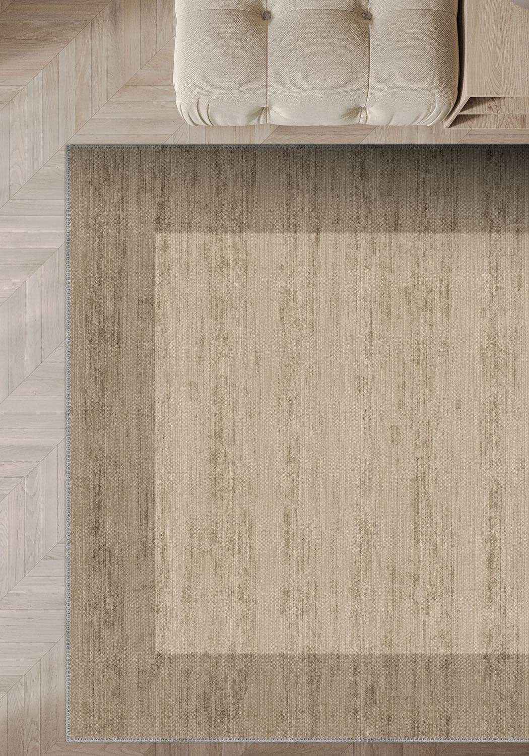 Savannah Bordered Brown Rug