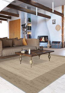Savannah Bordered Brown Rug