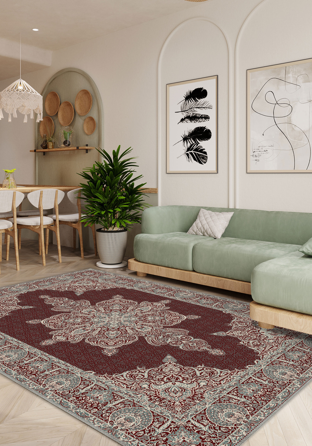 Farinda Burgundy Persian Rug