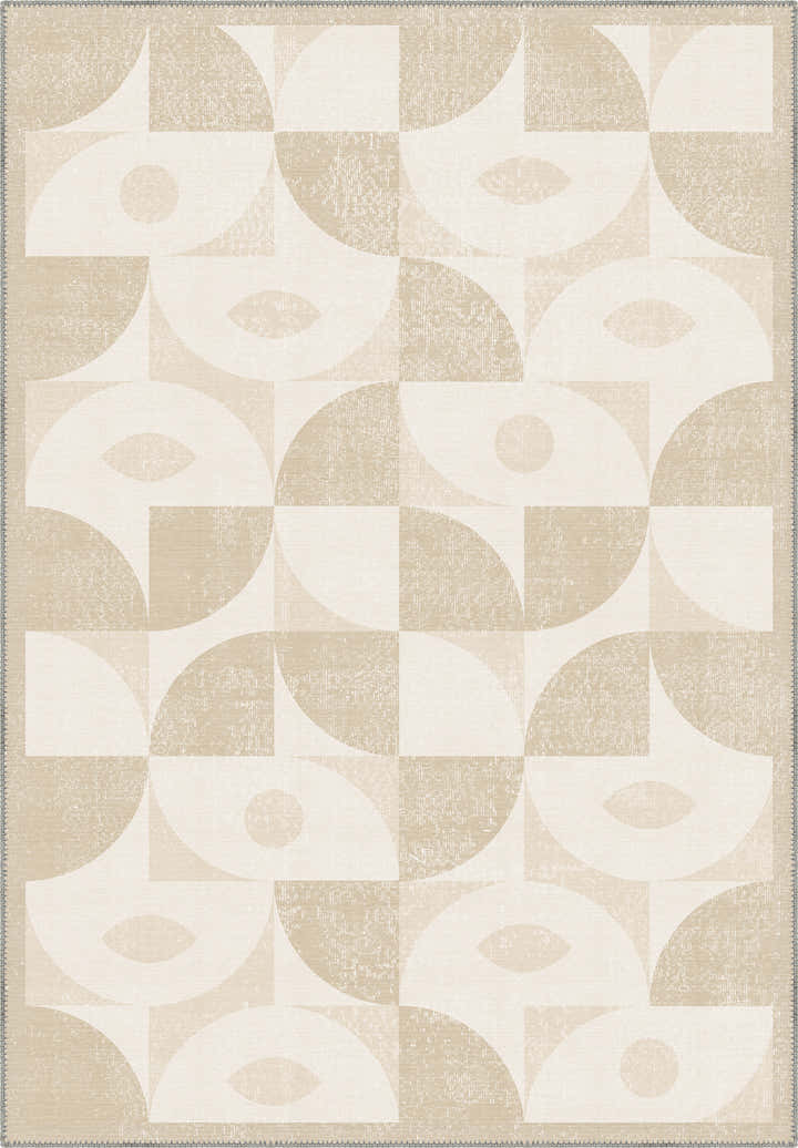 Ondara Cream Geometric Washable Rug