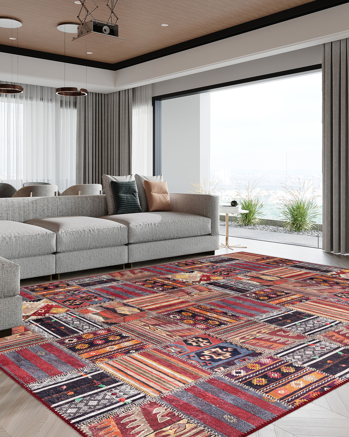 Isla Colourful Patchwork Washable Rug