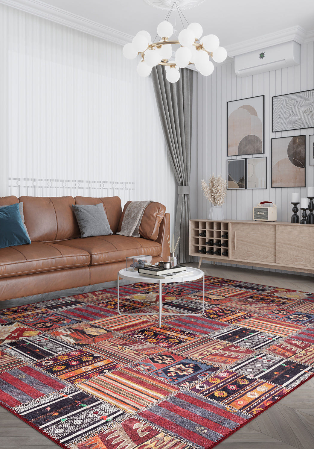 Isla Colourful Patchwork Washable Rug