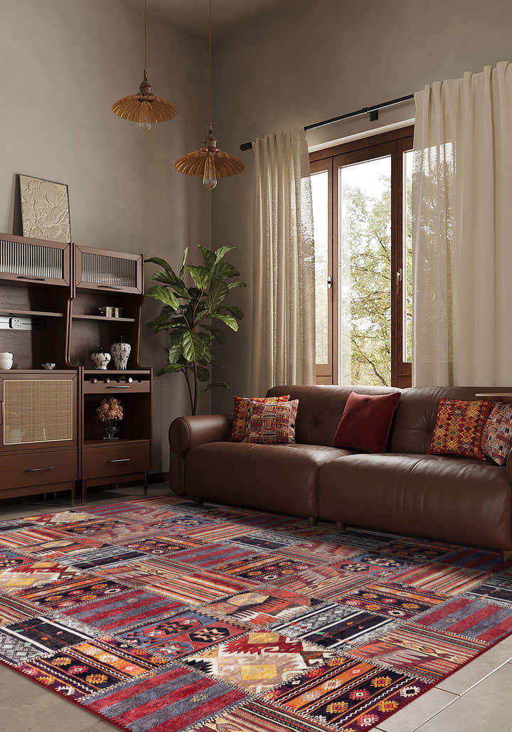 Isla Colourful Patchwork Washable Rug