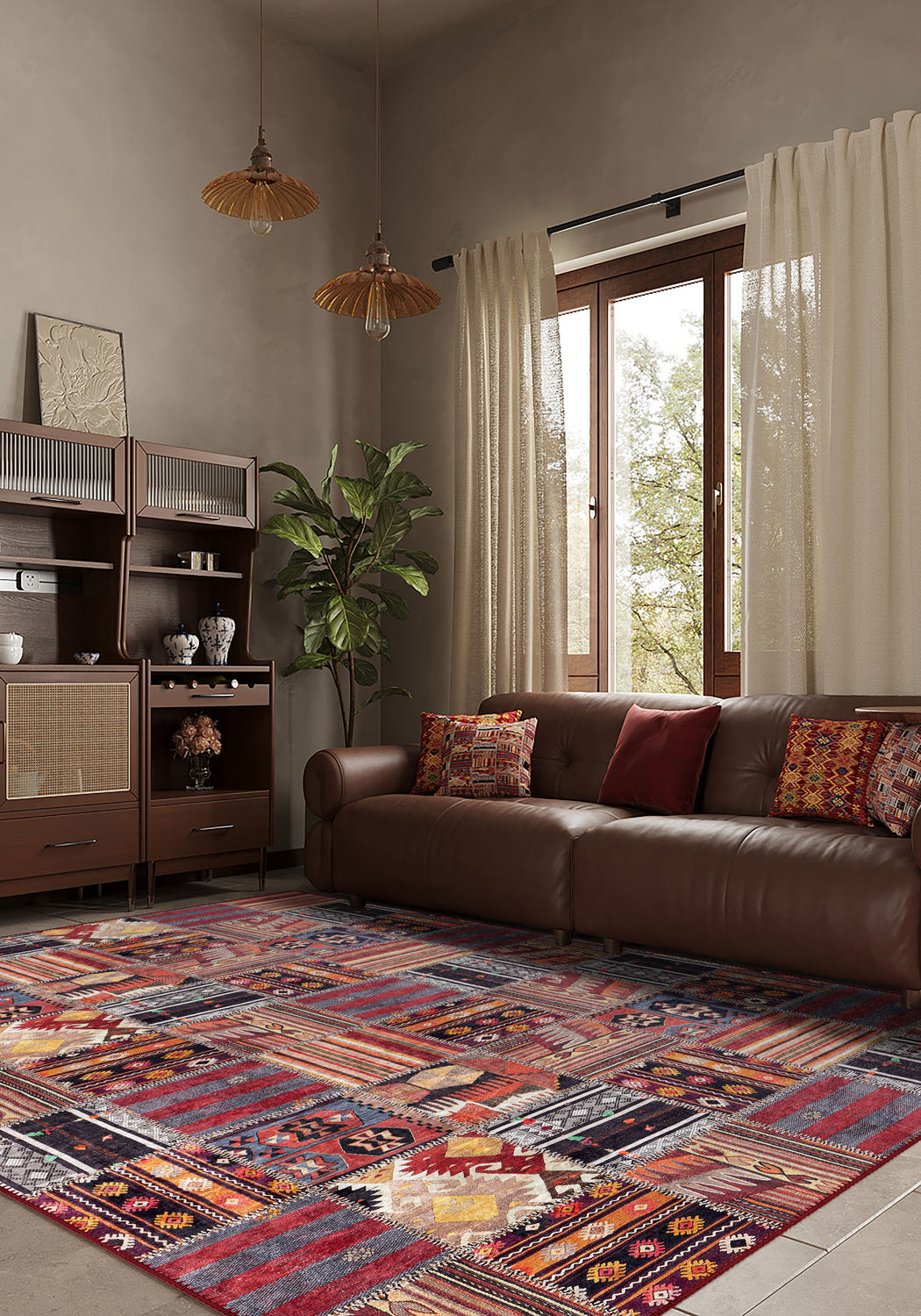 Isla Colourful Patchwork Washable Rug