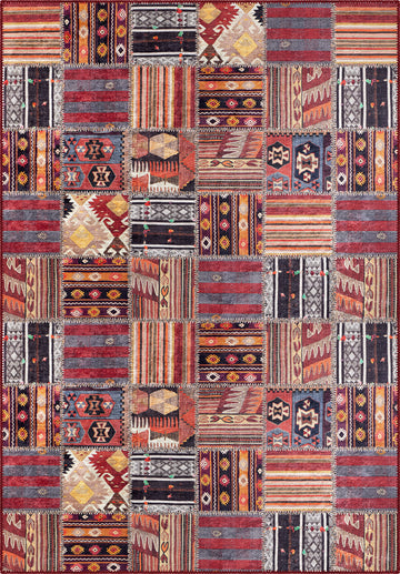 Isla Colourful Patchwork Washable Rug