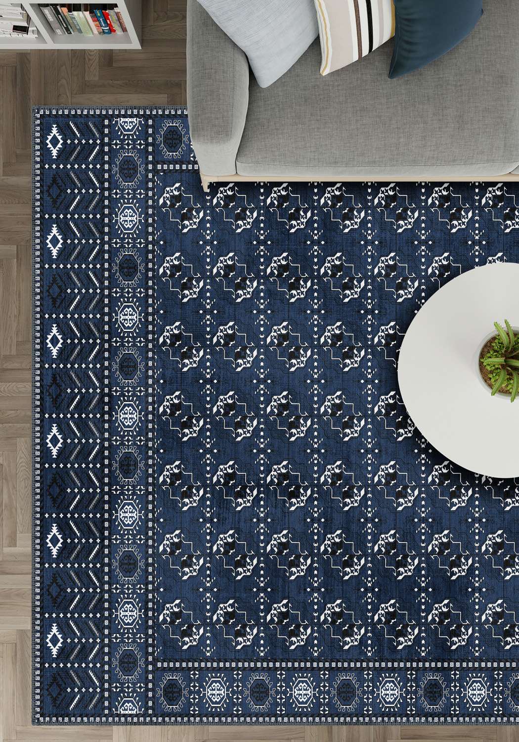 Kael Blue Washable Rug