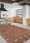 Orange vintage rug for living room.