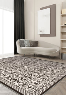 Aveline Brown Damask Rug