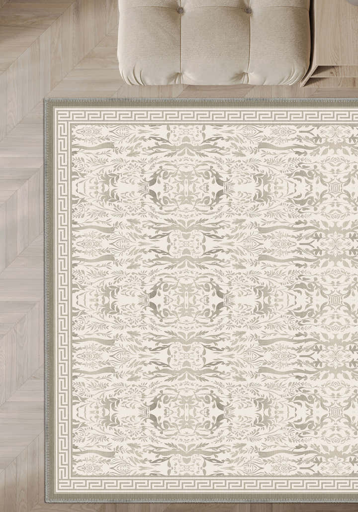 Aveline Beige Distressed Foliage Rug